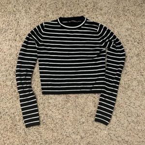 Brandy Melville Cropped Striped Long Sleeve